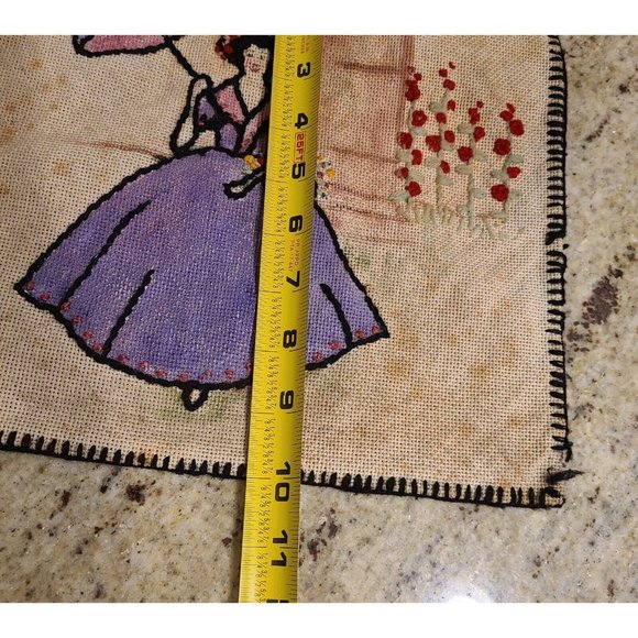 Vintage Handmade Victorian Pillow Cover 10x12" Azalea Trail Maid? Purple Dress - Picture 9 of 11